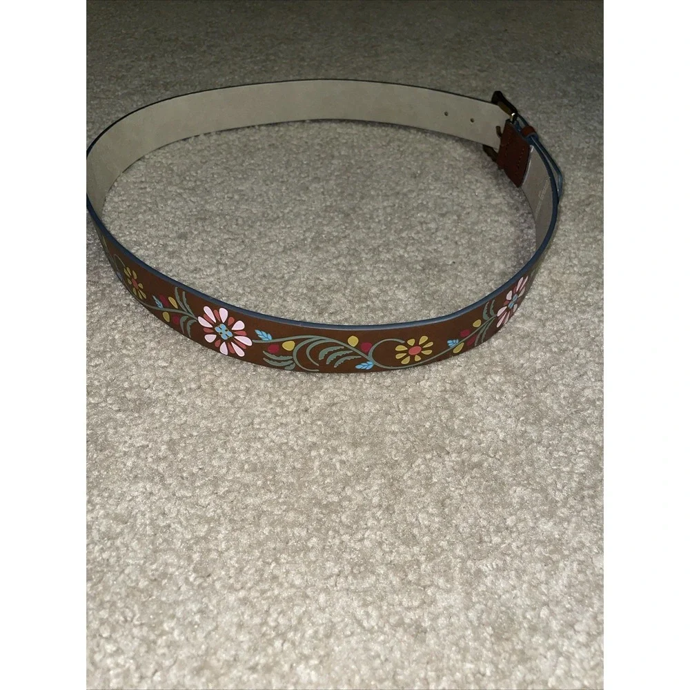 Womens NOBO Floral Brown Belt Size XL Ladies Boho Hippie Brass‎ Buckle